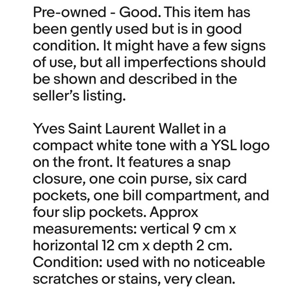 Yves Saint Laurent Ivory Quilted Wallet with Gold Logo - Picture 10 of 10